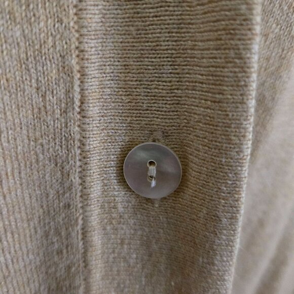 Lands' End Neutral Beige Long Line Grandma Sweater Pockets Button Closure Size L - Picture 3 of 5